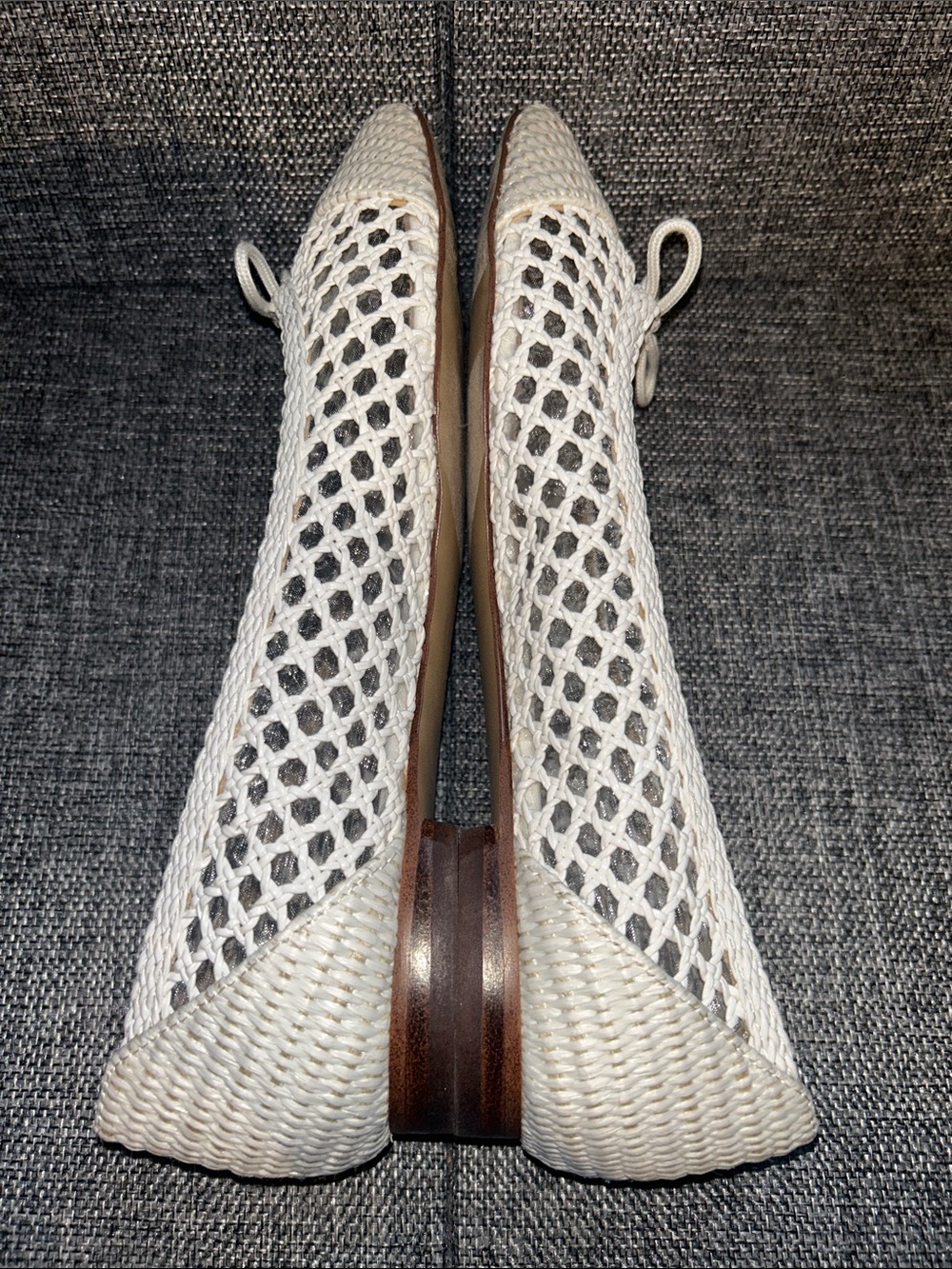 Sam Edelman MAY - Cream Woven Ballet Flats with Bow Accent - Picture 5 of 7